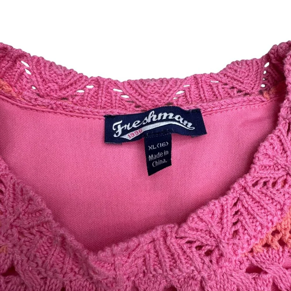 NEW Freshman 1996 Junior Pink Knitted Sleeveless Top With Skirt 2Pcs Set Size XL